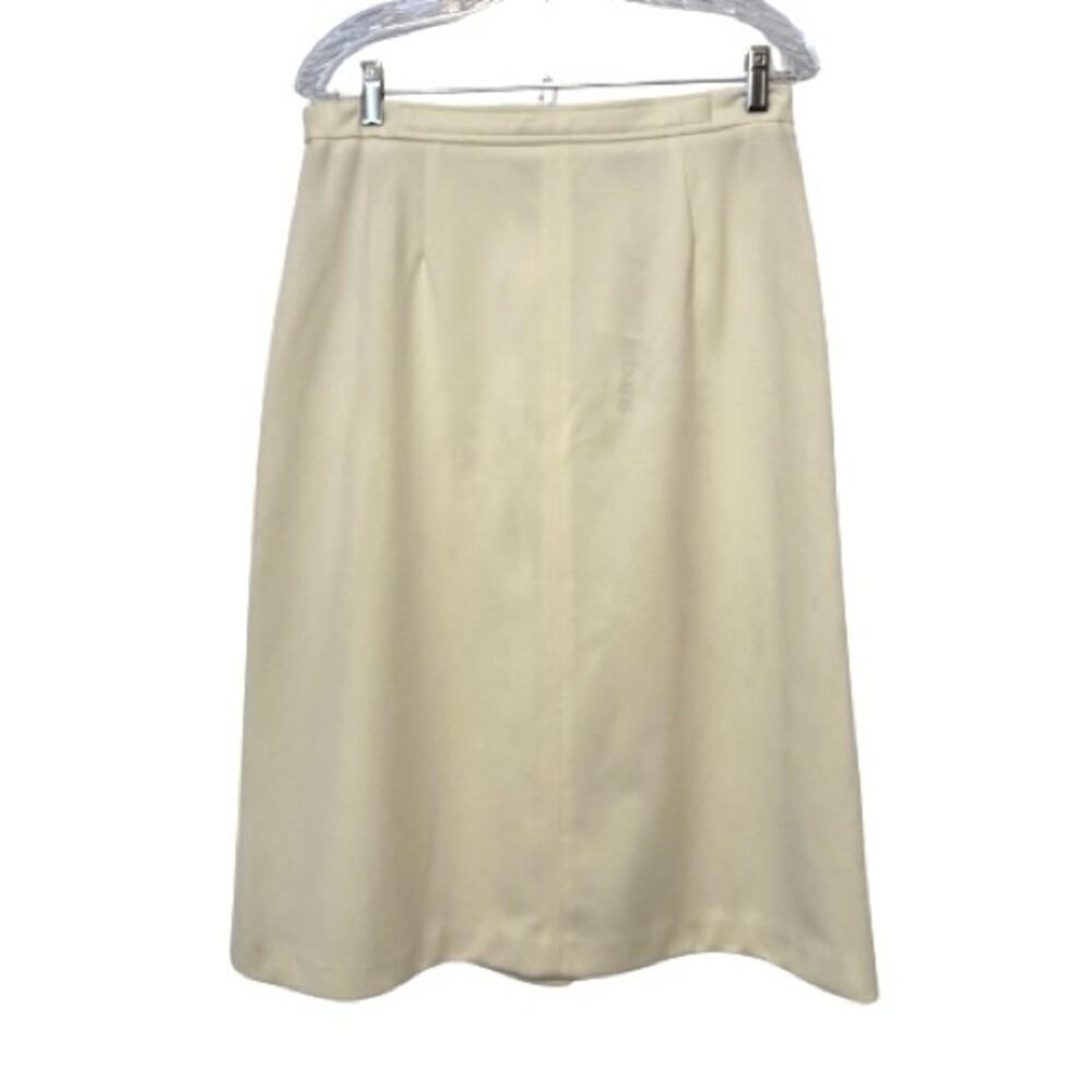NWT Vintage Country Suburbans Ivory White Knee Length A-Line Back Slit Skirt 14